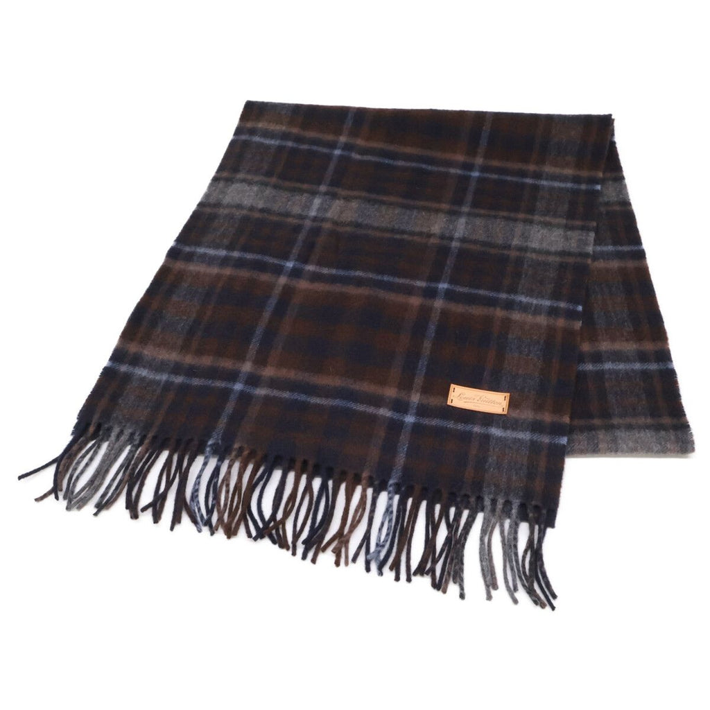 Louis Vuitton Cashmere Wool Tartan Check Fringe Scarf