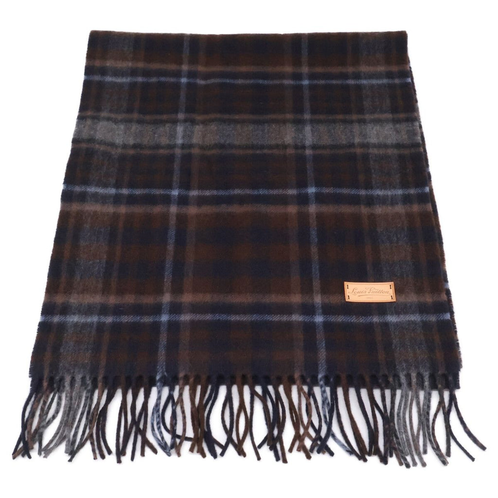 Louis Vuitton Cashmere Wool Tartan Check Fringe Scarf — view 2
