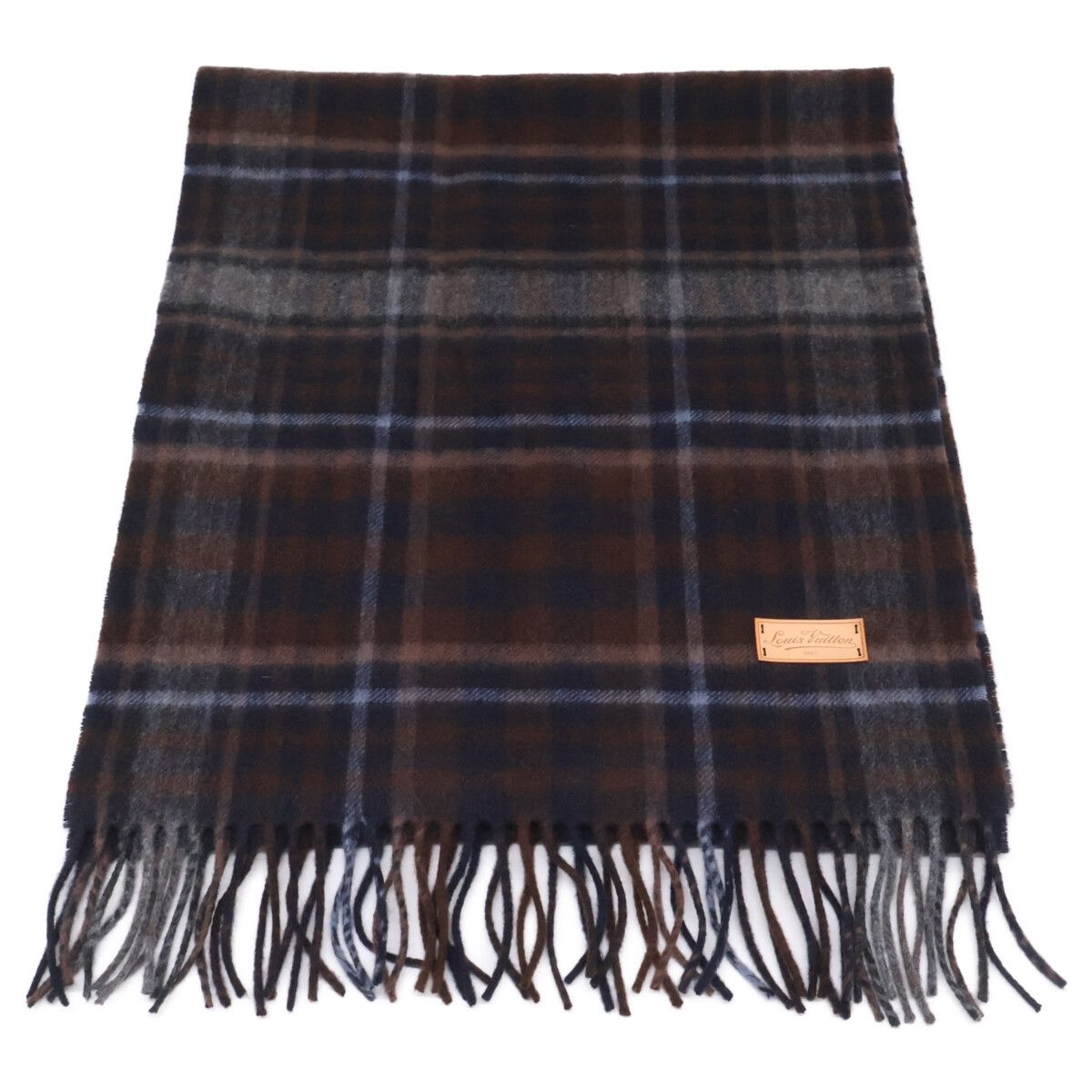 Louis Vuitton Cashmere Wool Tartan Check Fringe Scarf — view 2