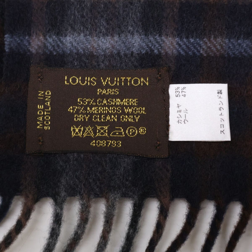 Louis Vuitton Cashmere Wool Tartan Check Fringe Scarf — view 6
