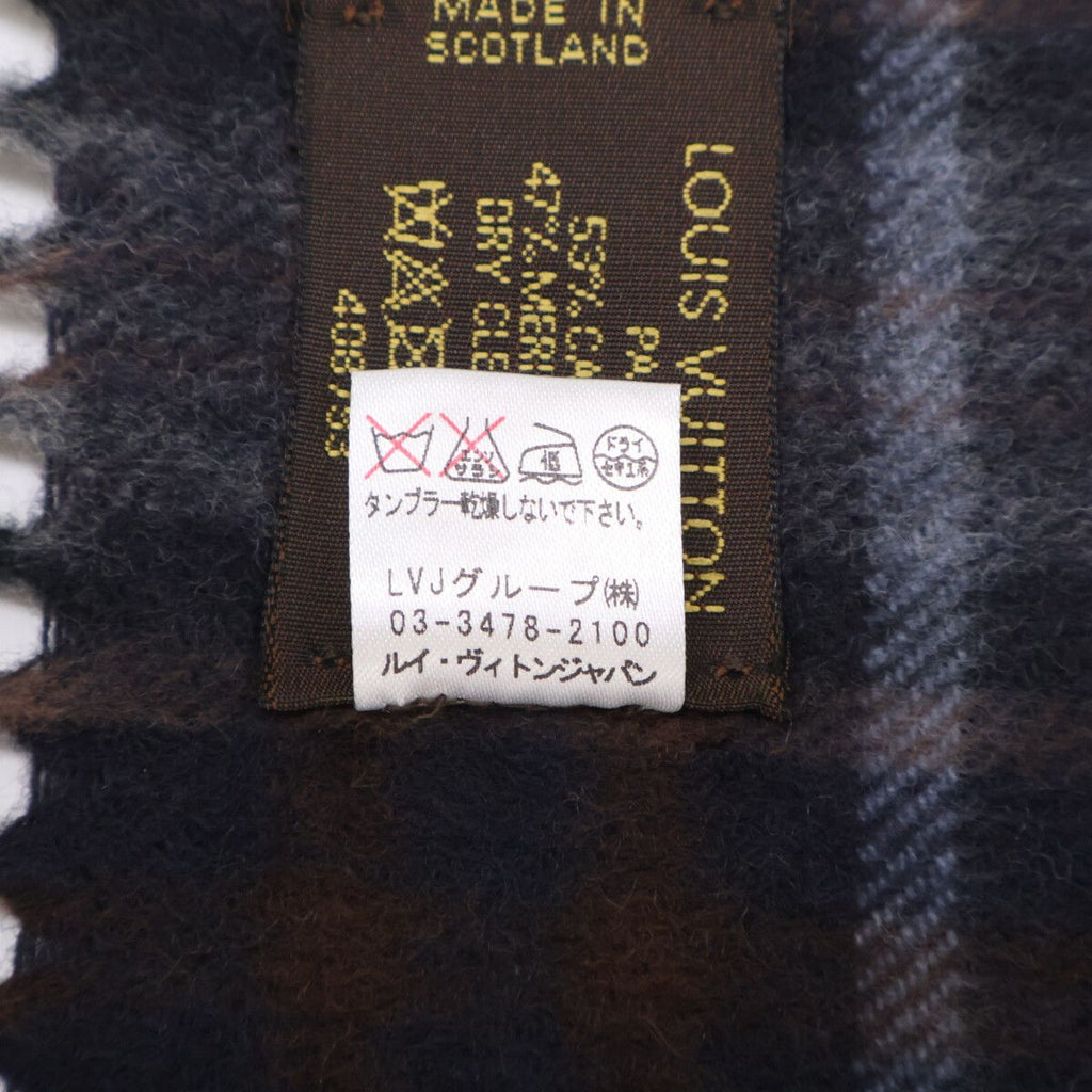 Louis Vuitton Cashmere Wool Tartan Check Fringe Scarf — view 7