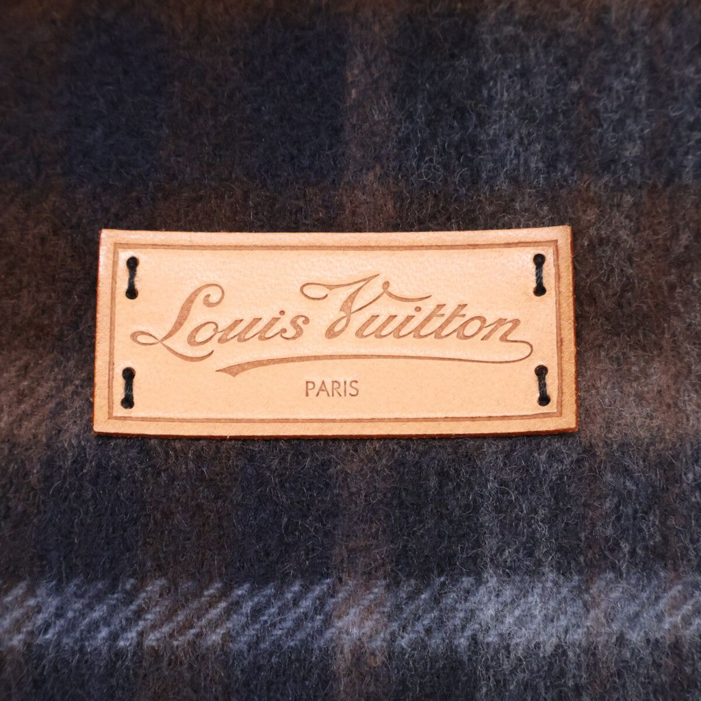 Louis Vuitton Cashmere Wool Tartan Check Fringe Scarf — view 5