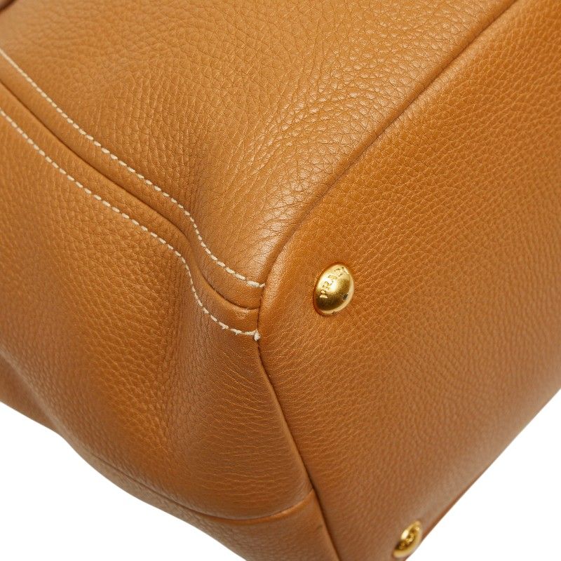 Prada Tote Shoulder Bag 2-Way Caramel Camel Vitello Daino Leather — view 7