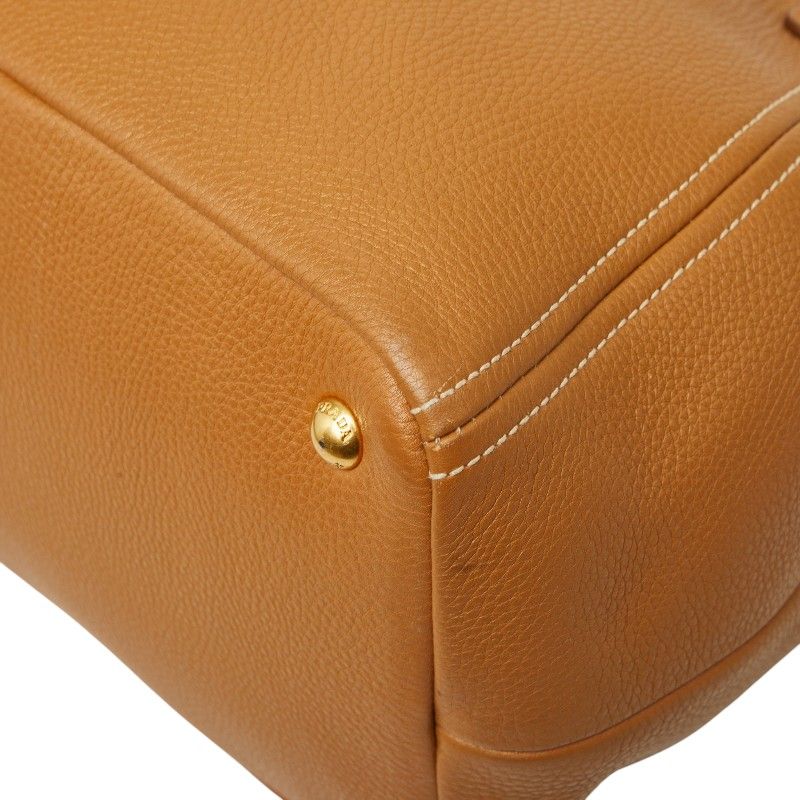 Prada Tote Shoulder Bag 2-Way Caramel Camel Vitello Daino Leather — view 4