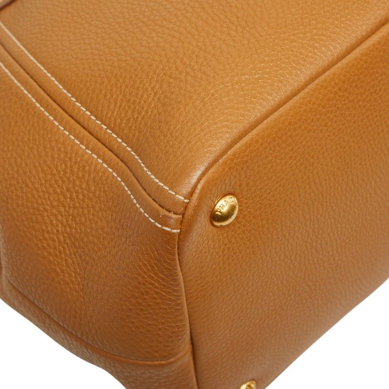 Prada Tote Shoulder Bag 2-Way Caramel Camel Vitello Daino Leather — view 5