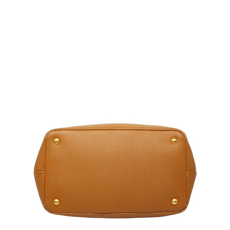 Prada Tote Shoulder Bag 2-Way Caramel Camel Vitello Daino Leather — view 3