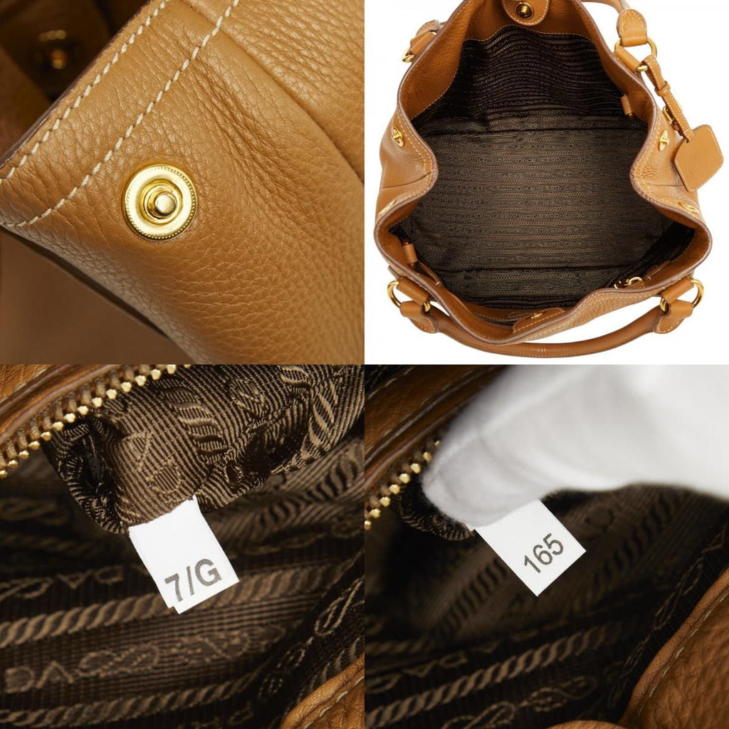 Prada Tote Shoulder Bag 2-Way Caramel Camel Vitello Daino Leather — view 9