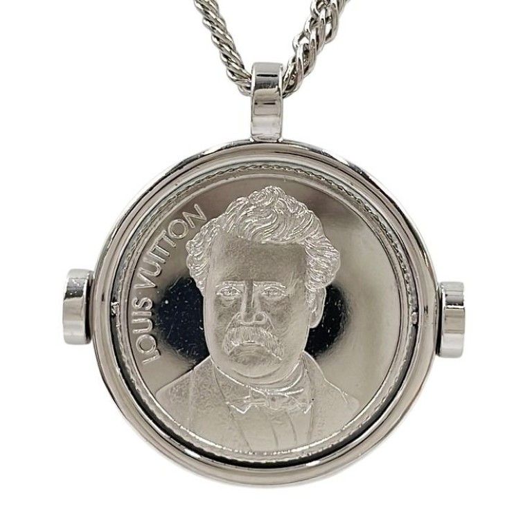 Louis Vuitton Necklace Collier Medallion Silver Metal — view 2