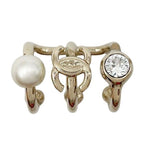 Chanel CC Logo Gold Metal Faux Pearl Rhinestone Earring
