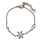 Dior Bracelet Blue in Gold Metal Faux Pearl Rhinestone CD Logo