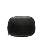 Chanel Chez Blanc Stitch CC Logo Chain Shoulder Bag Black Lambskin — view 3