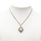 Chanel CC Logo Necklace Silver Metal Rhinestone — view 7