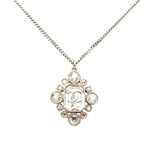Chanel CC Logo Necklace Silver Metal Rhinestone — view 3