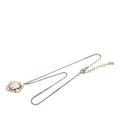 Chanel CC Logo Necklace Silver Metal Rhinestone