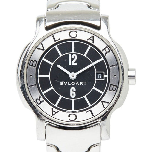 Bvlgari Solo Tempo Watch Black Silver Stainless Steel