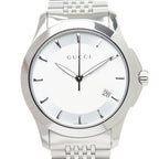 Gucci Timeless Logo Watch 126.4 White Silver Stainless Steel