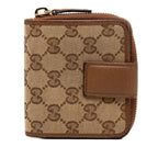Gucci GG Canvas Bifold Wallet Beige Brown