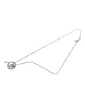 Dior Logo Button Motif Necklace Silver Metal