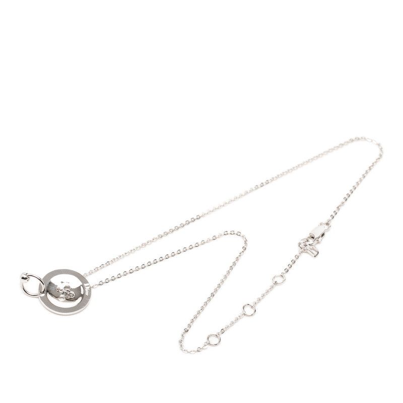 Dior Logo Button Motif Chain Necklace Silver Metal — view 4