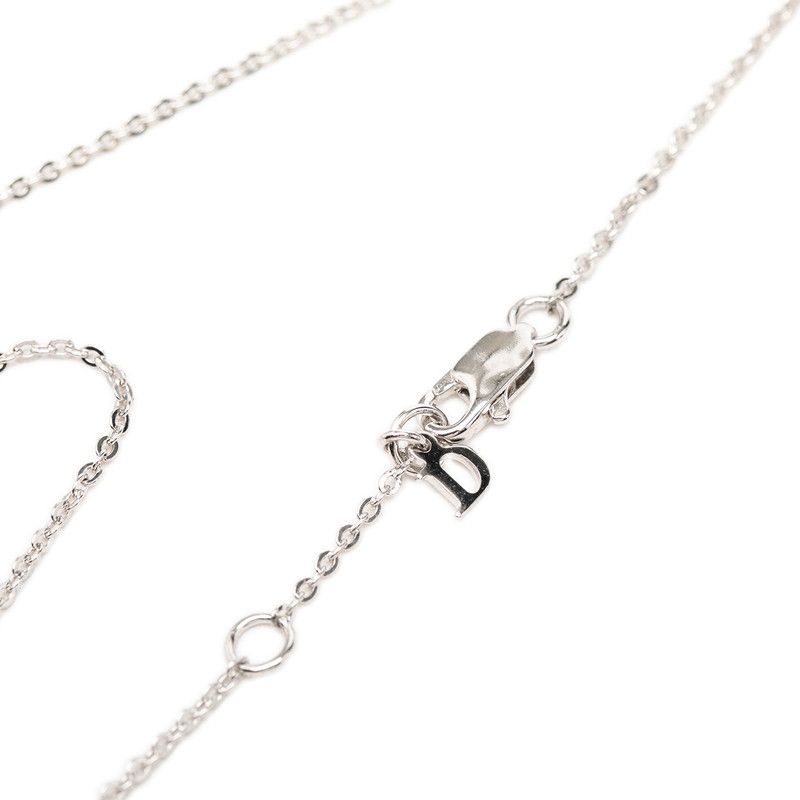 Dior Logo Button Motif Chain Necklace Silver Metal — view 5