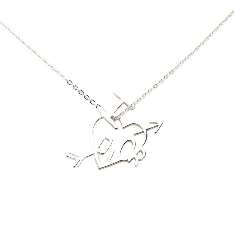 Dior I Love Heart Arrow Chain Pendant Silver Metal — view 2