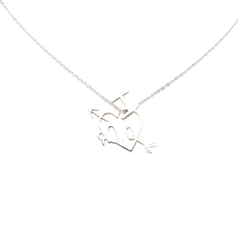 Dior I Love Heart Arrow Chain Pendant Silver Metal — view 3