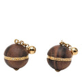 Louis Vuitton Boucle Doreille Magnetic Fleece Earrings Gold Brown Plated Wood