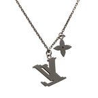 Louis Vuitton Pendant LV Initial Necklace Silver Blue Metal Rhinestone — view 2