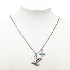 Louis Vuitton Pendant LV Initial Necklace Silver Blue Metal Rhinestone — view 6