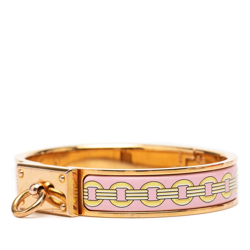 Hermes Click Ano Bracelet Gold Pink Yellow Plated — view 2