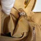 Chanel Logo Chain Tote Shoulder Bag Caviar Leather Beige — view 8