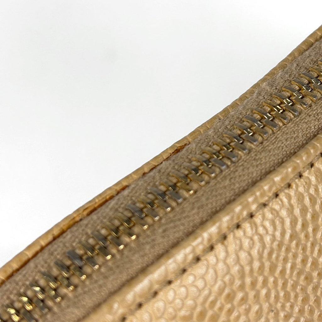 Chanel Logo Chain Tote Shoulder Bag Caviar Leather Beige — view 6