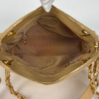 Chanel Logo Chain Tote Shoulder Bag Caviar Leather Beige — view 9