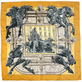 Hermes Carre 90 la Fontaine de Bartholdi Fountain Scarf Silk Yellow Multicolor
