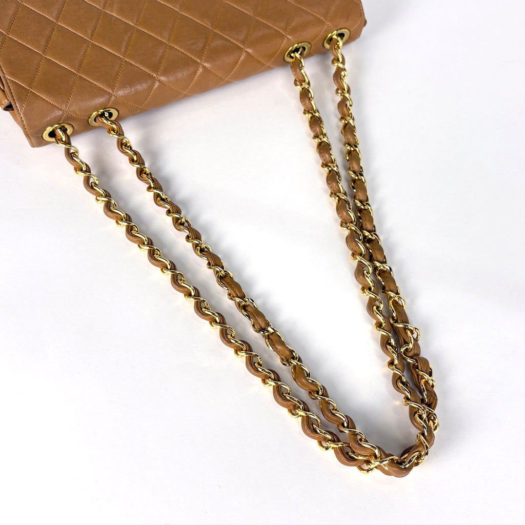 Chanel Big Quilted Single Flap Chain Shoulder Bag CC Logo Leather Brown — view 8