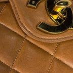 Chanel Big Quilted Single Flap Chain Shoulder Bag CC Logo Leather Brown — view 5