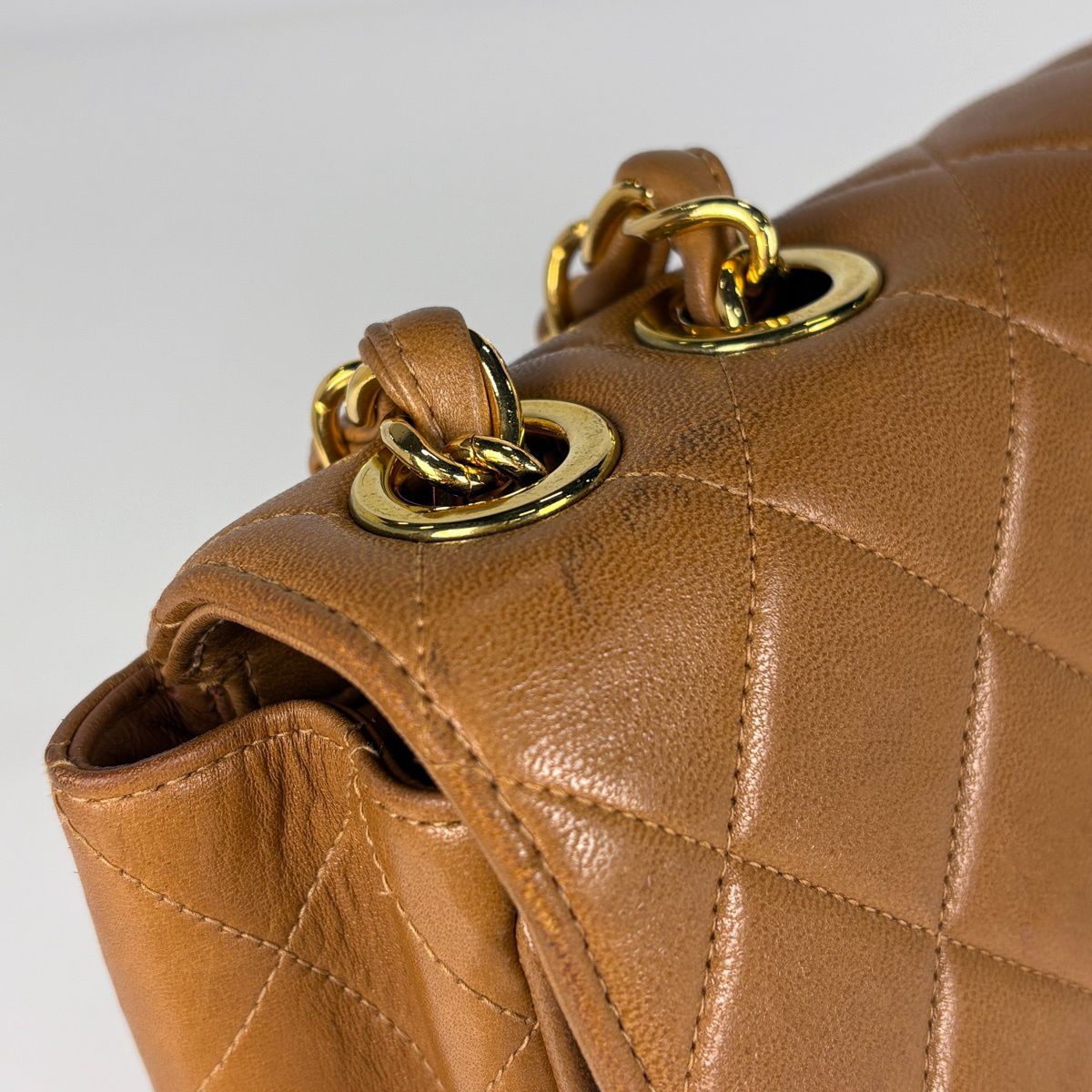 Chanel Big Quilted Single Flap Chain Shoulder Bag CC Logo Leather Brown — view 6