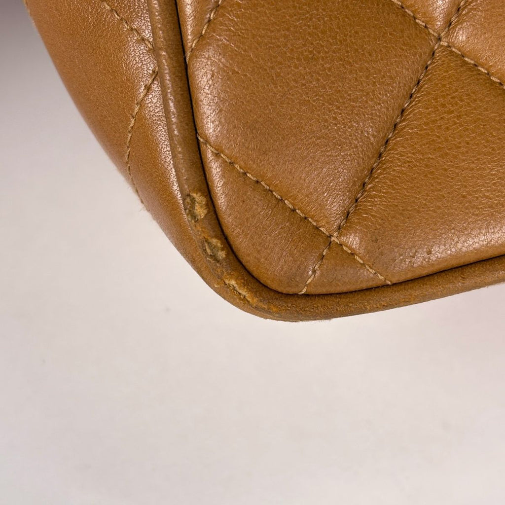 Chanel Big Quilted Single Flap Chain Shoulder Bag CC Logo Leather Brown — view 3