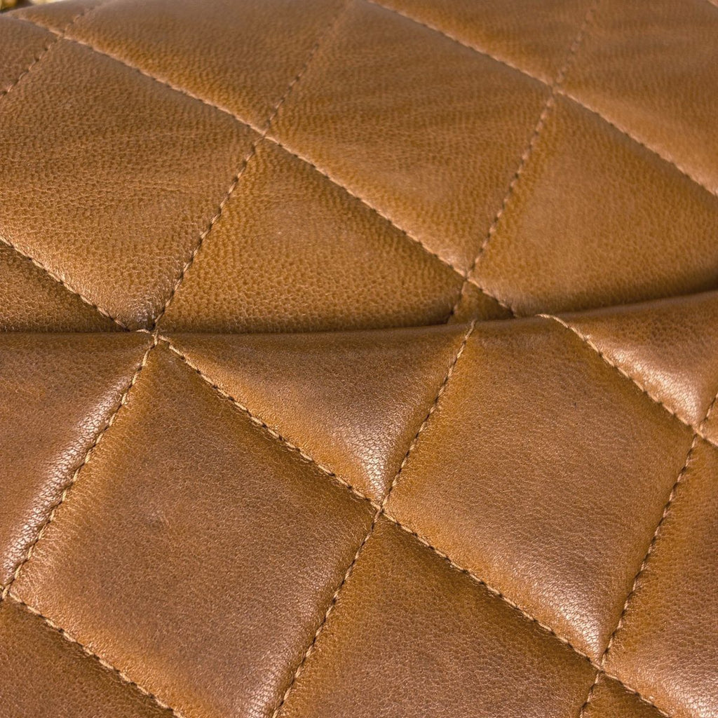 Chanel Big Quilted Single Flap Chain Shoulder Bag CC Logo Leather Brown — view 4