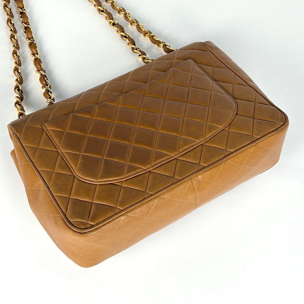 Chanel Big Quilted Single Flap Chain Shoulder Bag CC Logo Leather Brown — view 2