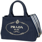 Prada Canapa Tote 2-Way Canvas Navy