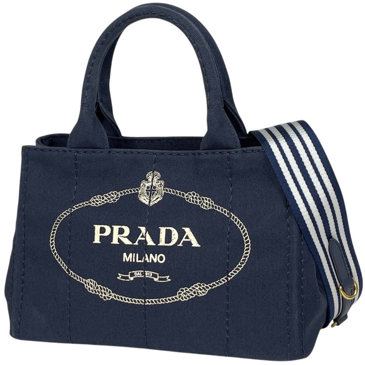 Prada Canapa Tote 2-Way Canvas Navy