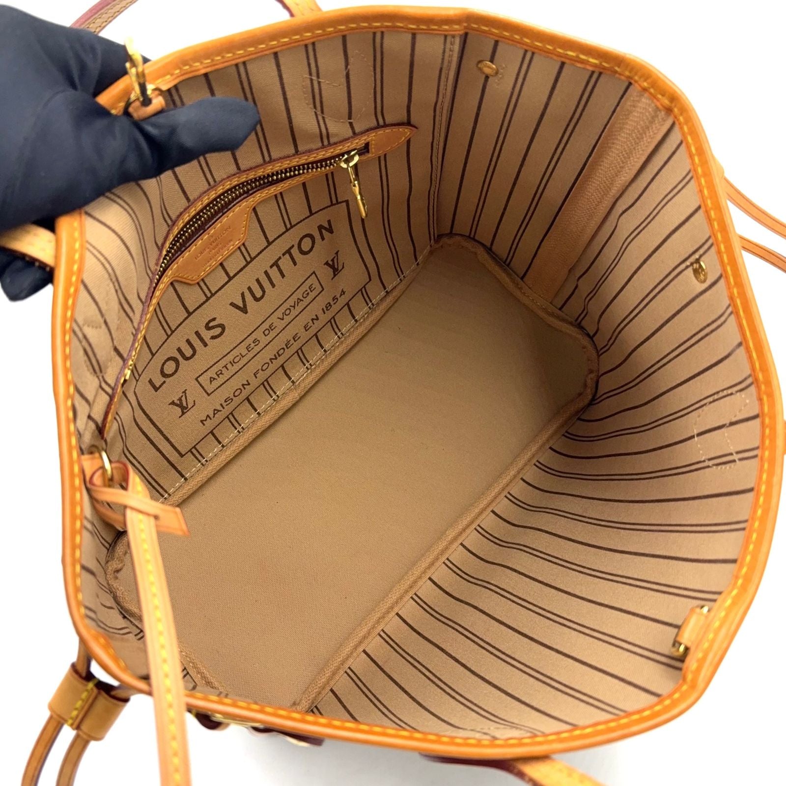Louis Vuitton Neverfull PM Monogram Leather Brown Tote Gold — view 3