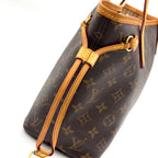 Louis Vuitton Neverfull PM Monogram Leather Brown Tote Gold — view 8