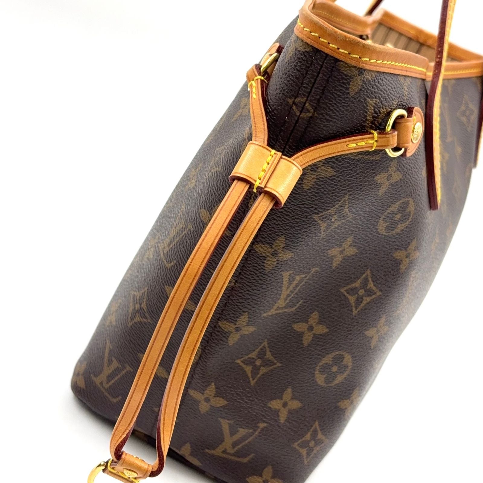 Louis Vuitton Neverfull PM Monogram Leather Brown Tote Gold — view 8