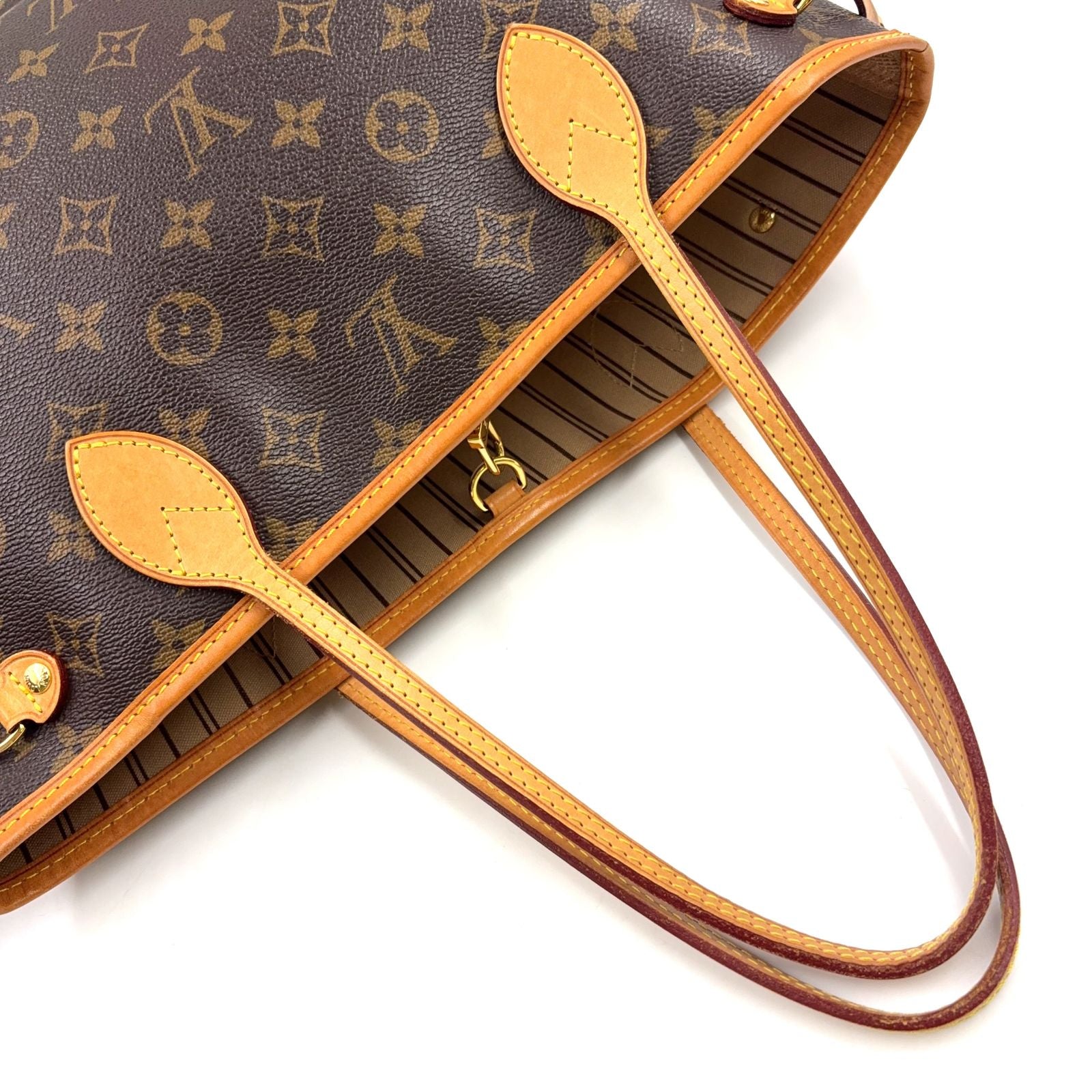 Louis Vuitton Neverfull PM Monogram Leather Brown Tote Gold — view 9