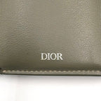 Dior CD Logo Leather Khaki Green Trifold Wallet Gold — view 4