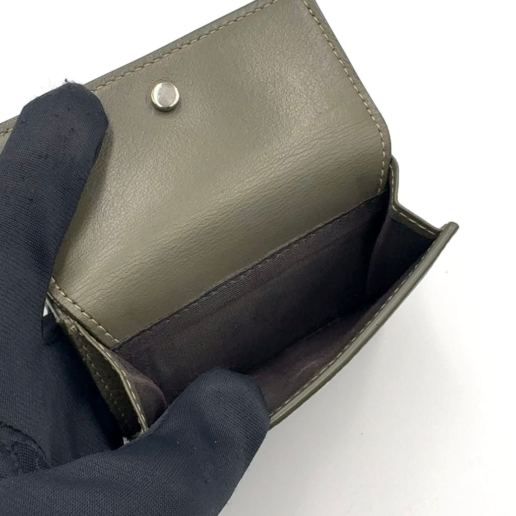 Dior CD Logo Leather Khaki Green Trifold Wallet Gold — view 5