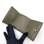 Dior CD Logo Leather Khaki Green Trifold Wallet Gold — view 3