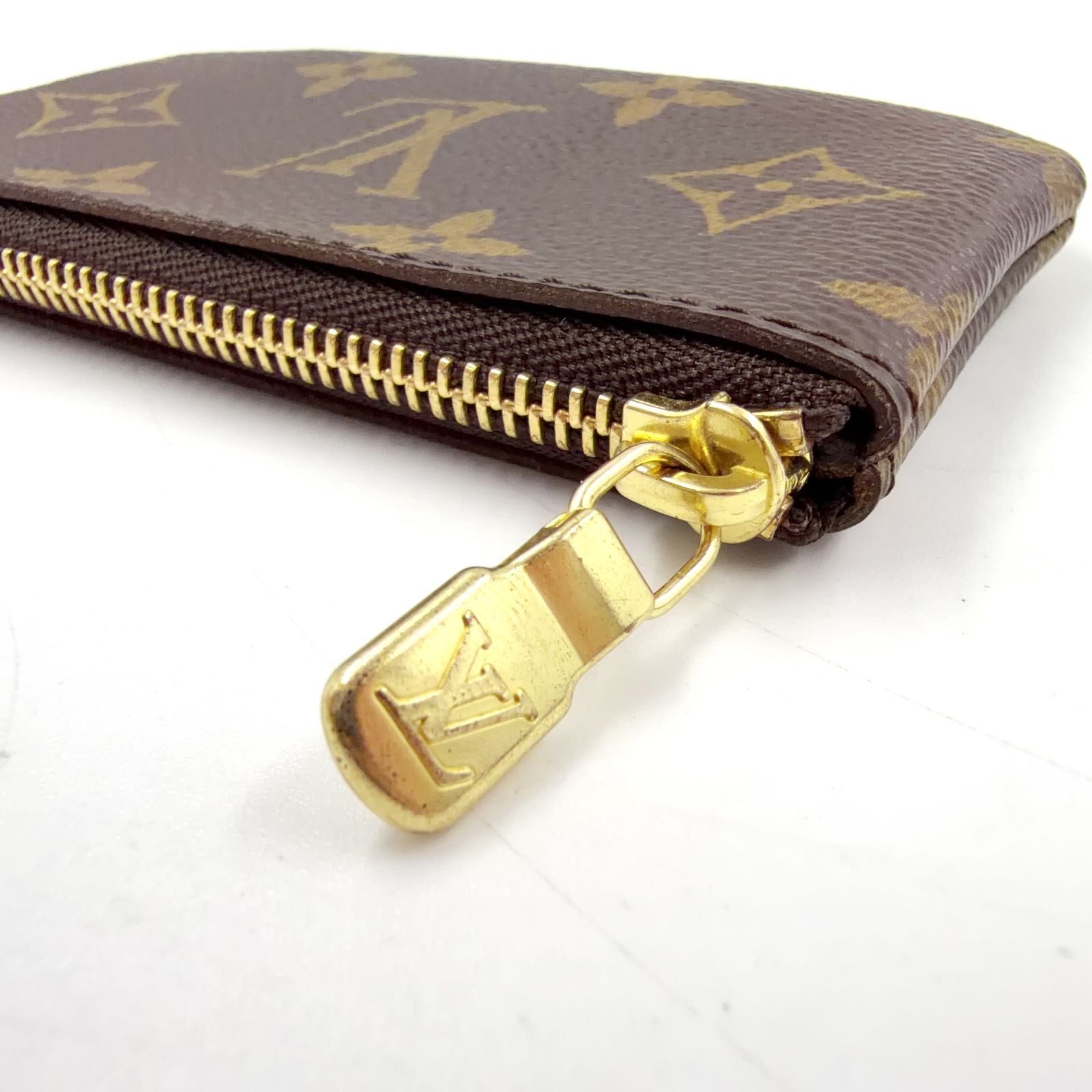 Louis Vuitton Pochette Cles Monogram Brown Coin Case Gold — view 7